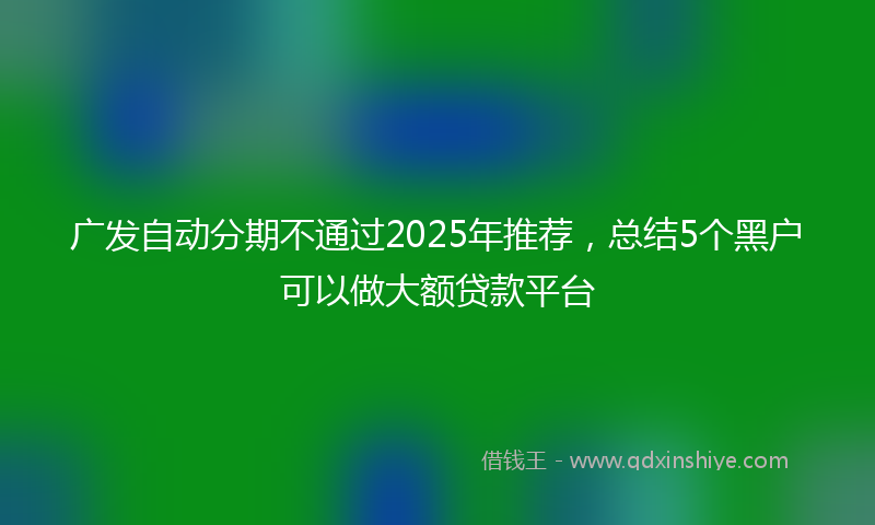 广发自动分期不通过2025年推荐，总结5个黑户可以做大额贷款平台