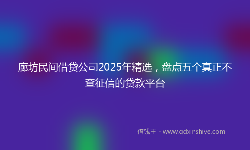 廊坊民间借贷公司2025年精选，盘点五个真正不查征信的贷款平台