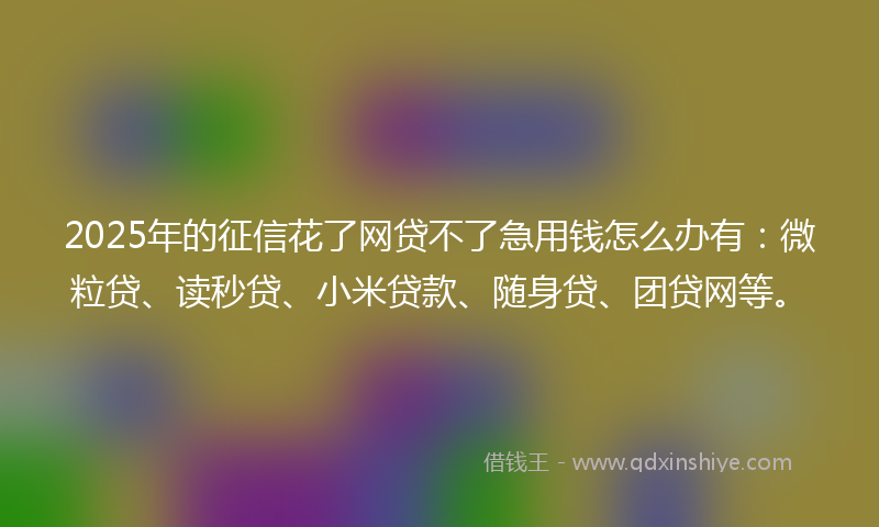 2025年的征信花了网贷不了急用钱怎么办有：微粒贷、读秒贷、小米贷款、随身贷、团贷网等。