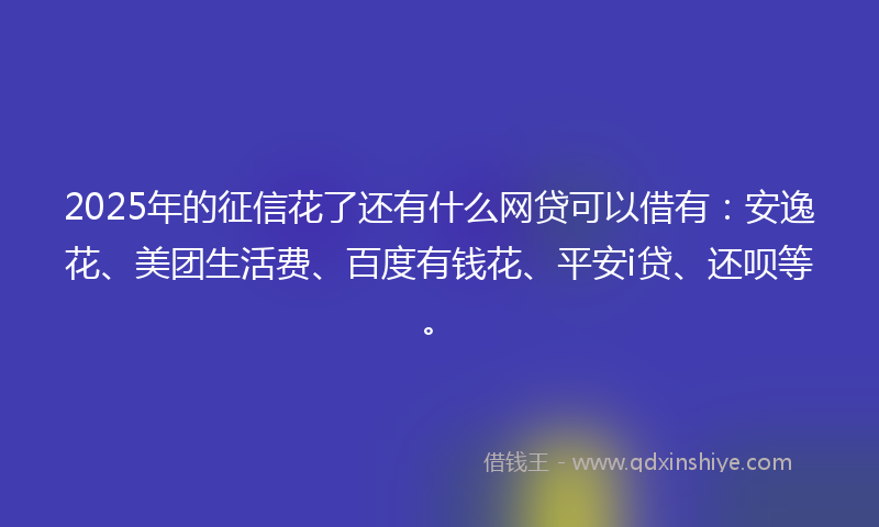 2025年的征信花了还有什么网贷可以借有：安逸花、美团生活费、百度有钱花、平安i贷、还呗等。