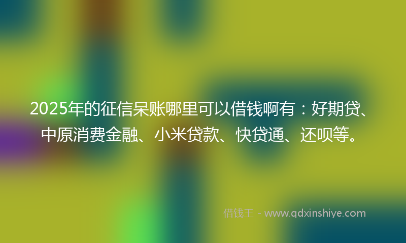 2025年的征信呆账哪里可以借钱啊有：好期贷、中原消费金融、小米贷款、快贷通、还呗等。