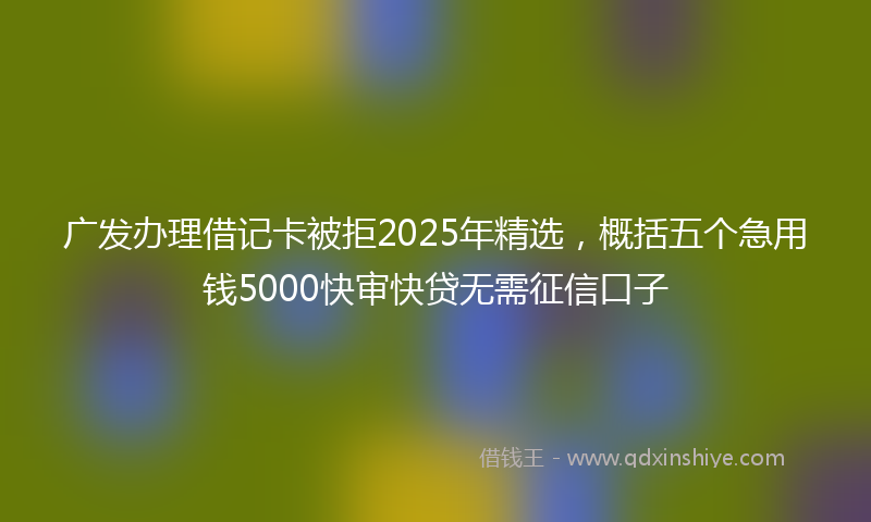 广发办理借记卡被拒2025年精选，概括五个急用钱5000快审快贷无需征信口子