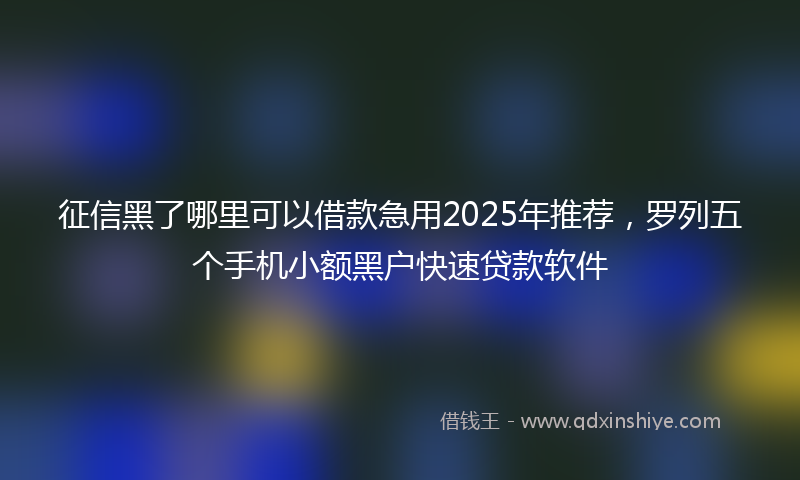 征信黑了哪里可以借款急用2025年推荐，罗列五个手机小额黑户快速贷款软件
