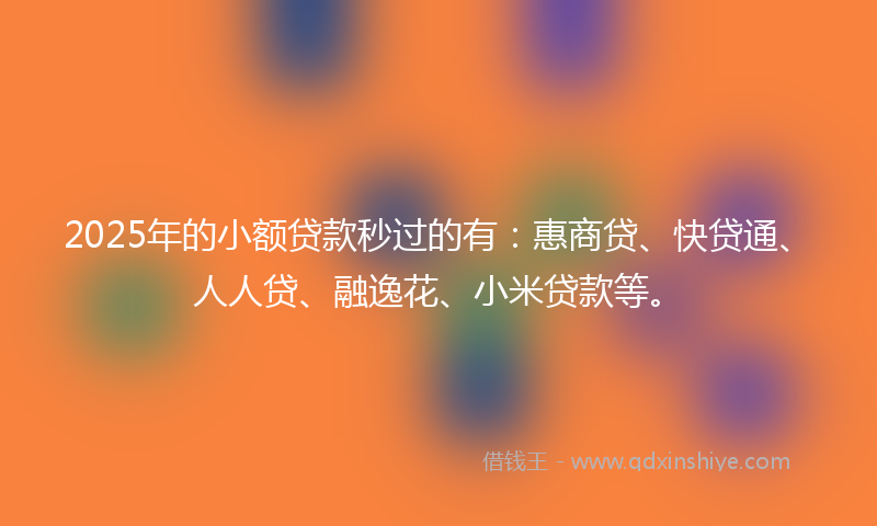 2025年的小额贷款秒过的有：惠商贷、快贷通、人人贷、融逸花、小米贷款等。