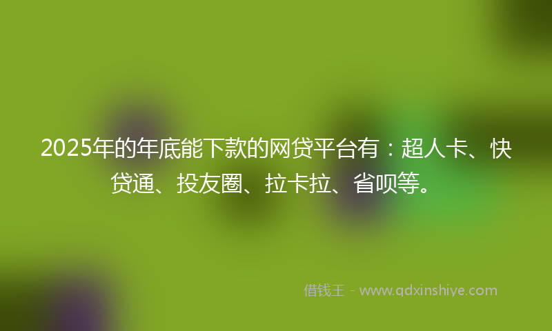 2025年的年底能下款的网贷平台有：超人卡、快贷通、投友圈、拉卡拉、省呗等。