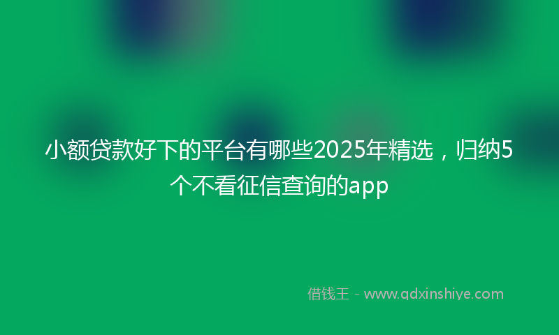 小额贷款好下的平台有哪些2025年精选，归纳5个不看征信查询的app