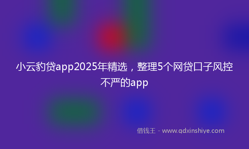 小云豹贷app2025年精选，整理5个网贷口子风控不严的app