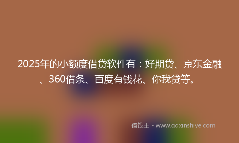 2025年的小额度借贷软件有：好期贷、京东金融、360借条、百度有钱花、你我贷等。