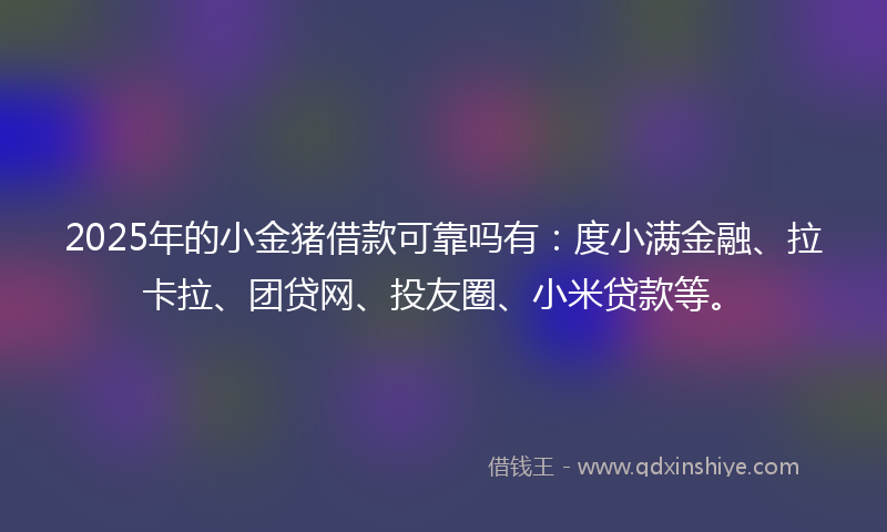 2025年的小金猪借款可靠吗有：度小满金融、拉卡拉、团贷网、投友圈、小米贷款等。