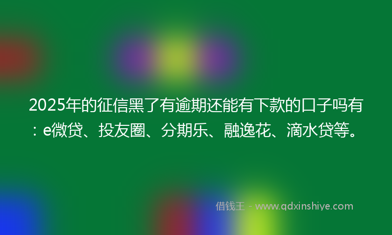 2025年的征信黑了有逾期还能有下款的口子吗有：e微贷、投友圈、分期乐、融逸花、滴水贷等。
