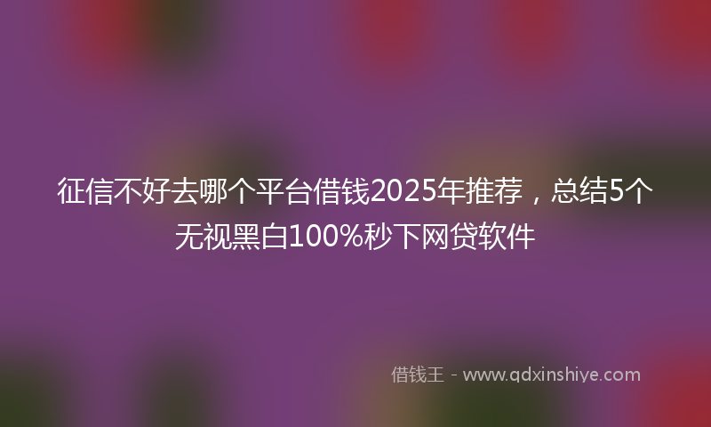 征信不好去哪个平台借钱2025年推荐，总结5个无视黑白100%秒下网贷软件