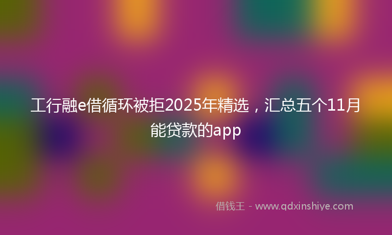 工行融e借循环被拒2025年精选，汇总五个11月能贷款的app