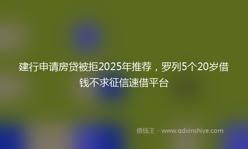 建行申请房贷被拒2025年推荐，罗列5个20岁借钱不求征信速借平台