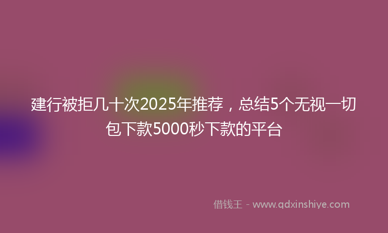 建行被拒几十次2025年推荐，总结5个无视一切包下款5000秒下款的平台