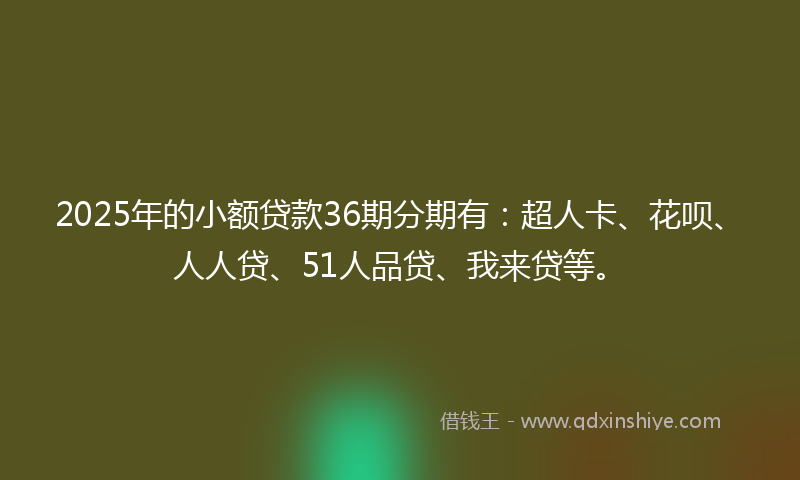 2025年的小额贷款36期分期有：超人卡、花呗、人人贷、51人品贷、我来贷等。