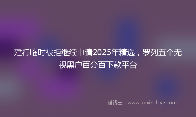 建行临时被拒继续申请2025年精选，罗列五个无视黑户百分百下款平台