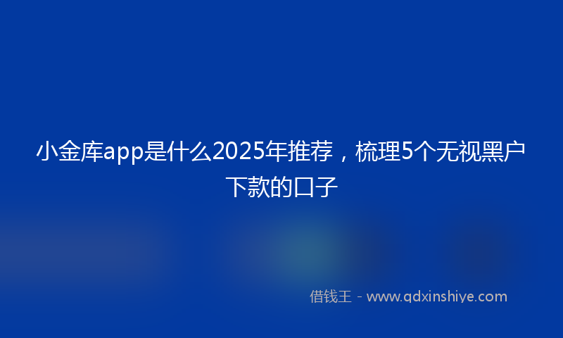 小金库app是什么2025年推荐，梳理5个无视黑户下款的口子
