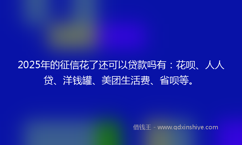 2025年的征信花了还可以贷款吗有：花呗、人人贷、洋钱罐、美团生活费、省呗等。
