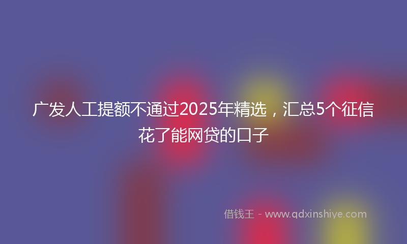 广发人工提额不通过2025年精选，汇总5个征信花了能网贷的口子