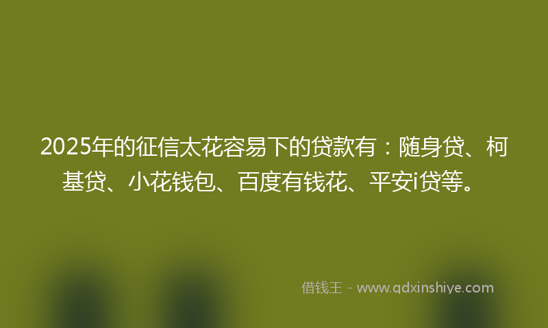 2025年的征信太花容易下的贷款有：随身贷、柯基贷、小花钱包、百度有钱花、平安i贷等。