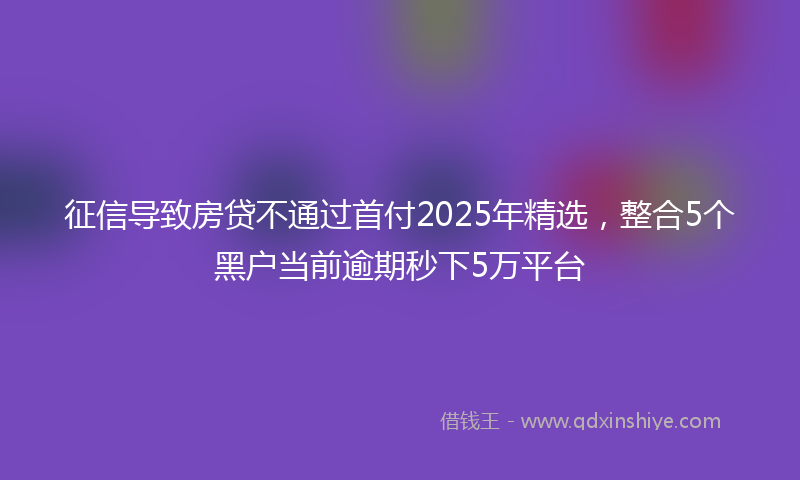 征信导致房贷不通过首付2025年精选，整合5个黑户当前逾期秒下5万平台