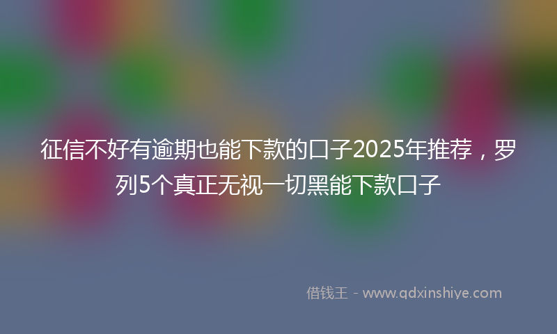 征信不好有逾期也能下款的口子2025年推荐，罗列5个真正无视一切黑能下款口子