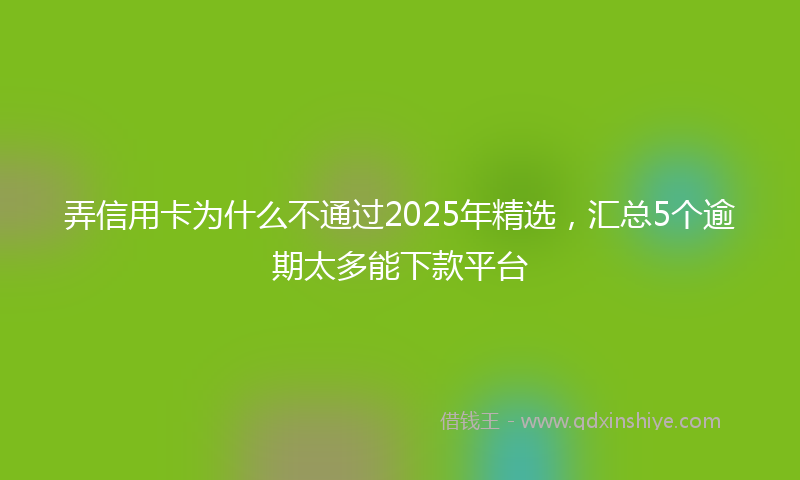 弄信用卡为什么不通过2025年精选，汇总5个逾期太多能下款平台