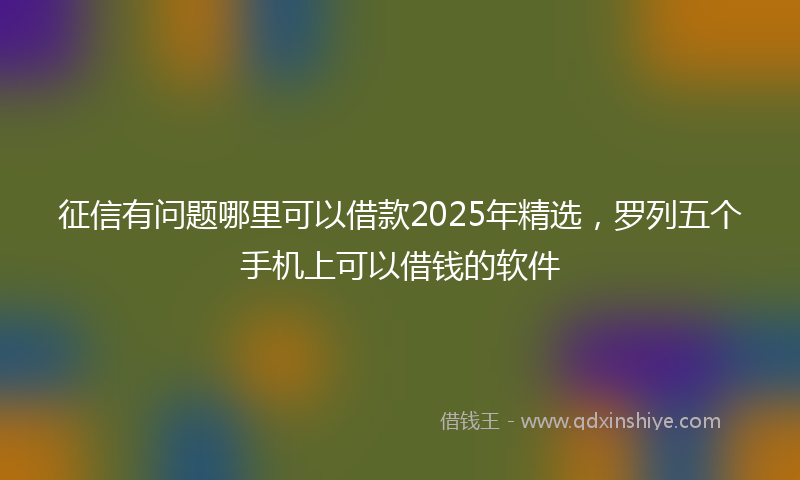 征信有问题哪里可以借款2025年精选，罗列五个手机上可以借钱的软件