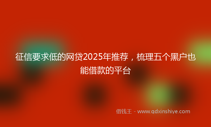 征信要求低的网贷2025年推荐，梳理五个黑户也能借款的平台