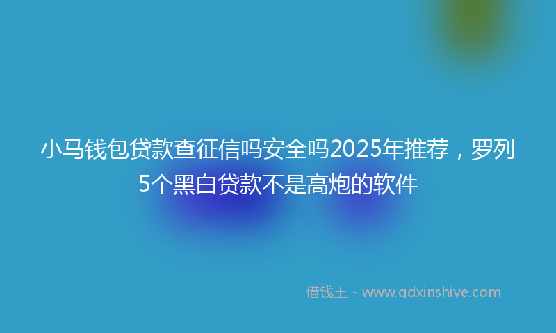 小马钱包贷款查征信吗安全吗2025年推荐，罗列5个黑白贷款不是高炮的软件