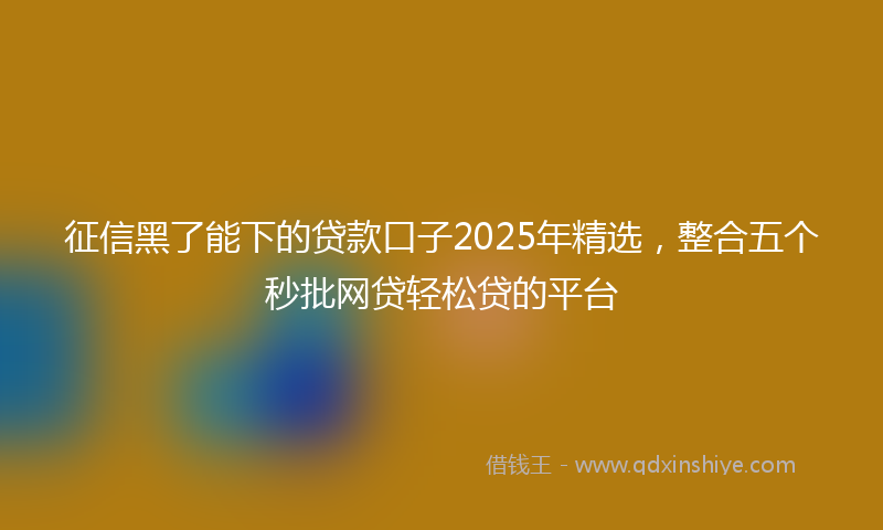 征信黑了能下的贷款口子2025年精选，整合五个秒批网贷轻松贷的平台