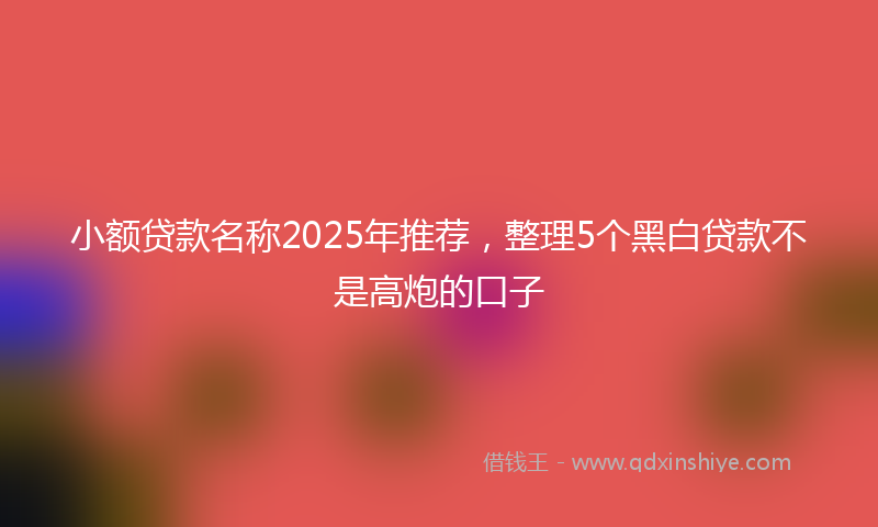 小额贷款名称2025年推荐，整理5个黑白贷款不是高炮的口子