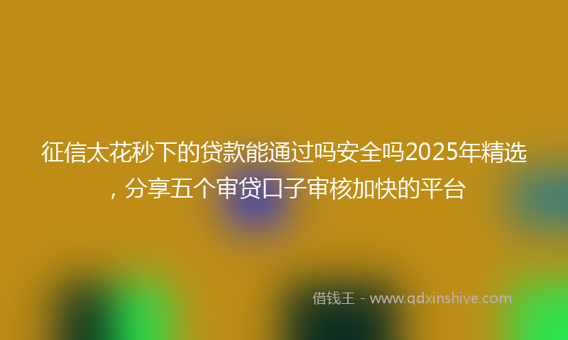 征信太花秒下的贷款能通过吗安全吗2025年精选，分享五个审贷口子审核加快的平台
