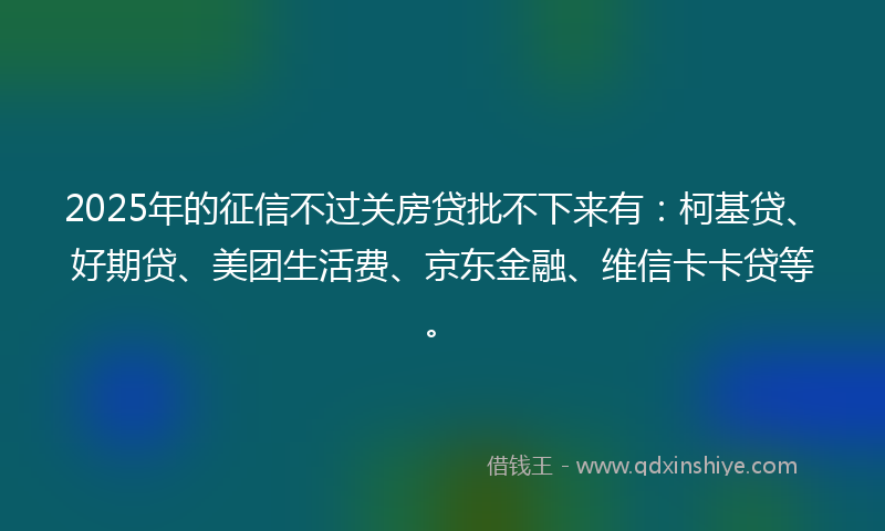 2025年的征信不过关房贷批不下来有：柯基贷、好期贷、美团生活费、京东金融、维信卡卡贷等。