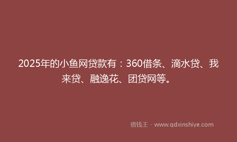2025年的小鱼网贷款有：360借条、滴水贷、我来贷、融逸花、团贷网等。