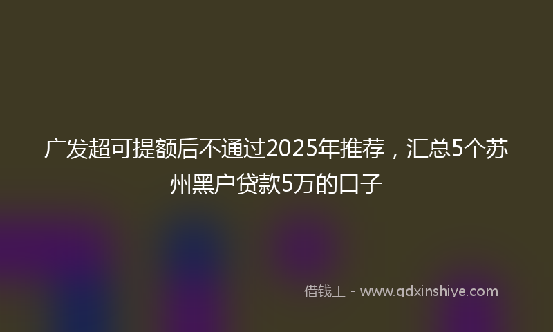 广发超可提额后不通过2025年推荐，汇总5个苏州黑户贷款5万的口子