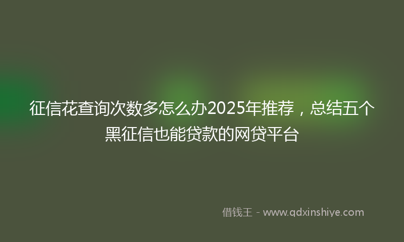 征信花查询次数多怎么办2025年推荐，总结五个黑征信也能贷款的网贷平台