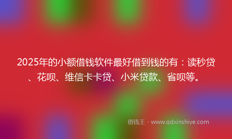2025年的小额借钱软件最好借到钱的有：读秒贷、花呗、维信卡卡贷、小米贷款、省呗等。