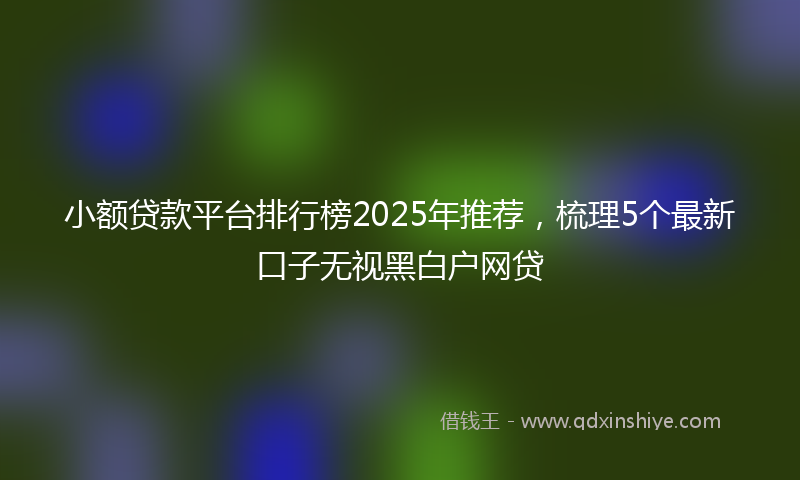 小额贷款平台排行榜2025年推荐，梳理5个最新口子无视黑白户网贷