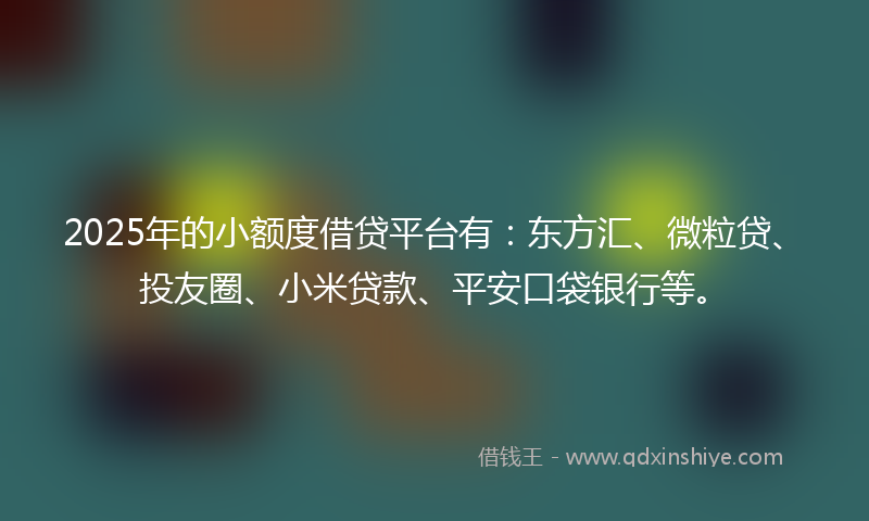 2025年的小额度借贷平台有：东方汇、微粒贷、投友圈、小米贷款、平安口袋银行等。