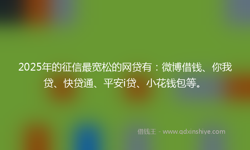 2025年的征信最宽松的网贷有：微博借钱、你我贷、快贷通、平安i贷、小花钱包等。