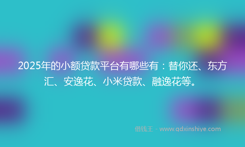 2025年的小额贷款平台有哪些有：替你还、东方汇、安逸花、小米贷款、融逸花等。