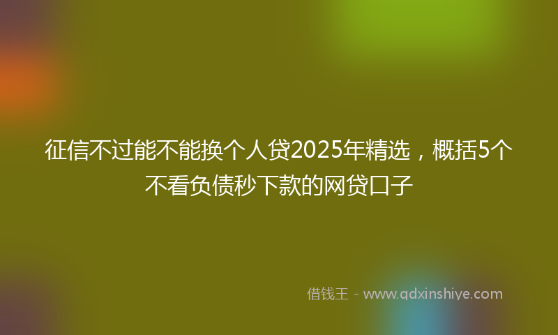 征信不过能不能换个人贷2025年精选，概括5个不看负债秒下款的网贷口子