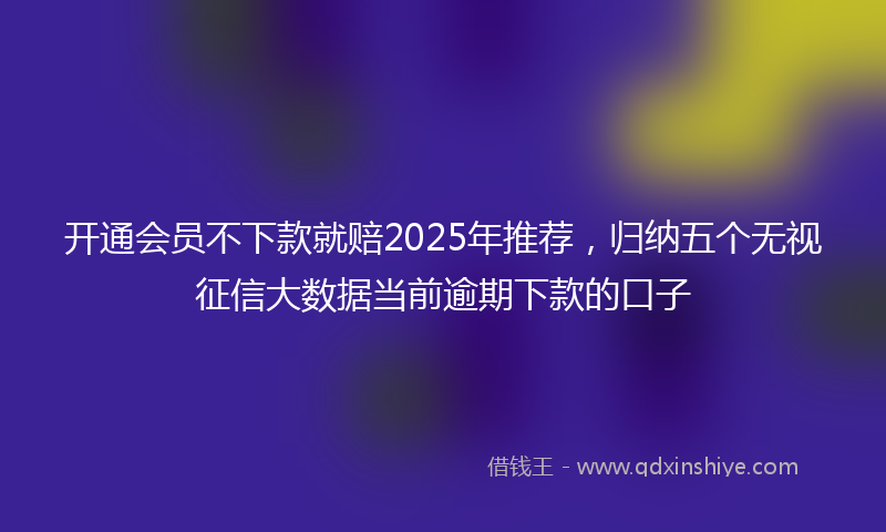 开通会员不下款就赔2025年推荐，归纳五个无视征信大数据当前逾期下款的口子