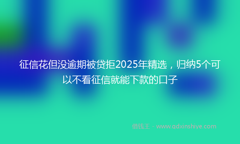 征信花但没逾期被贷拒2025年精选，归纳5个可以不看征信就能下款的口子