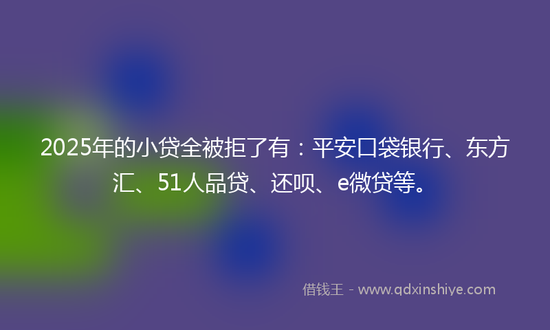 2025年的小贷全被拒了有：平安口袋银行、东方汇、51人品贷、还呗、e微贷等。