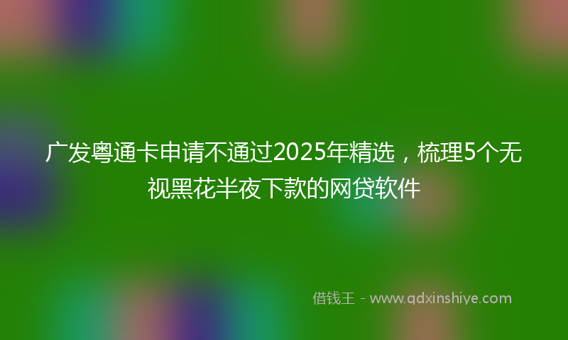 广发粤通卡申请不通过2025年精选，梳理5个无视黑花半夜下款的网贷软件
