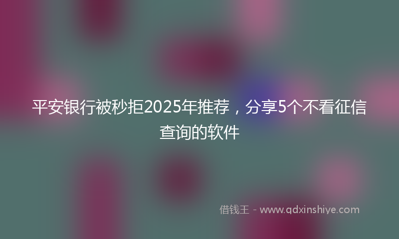 平安银行被秒拒2025年推荐，分享5个不看征信查询的软件