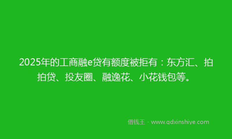 2025年的工商融e贷有额度被拒有：东方汇、拍拍贷、投友圈、融逸花、小花钱包等。