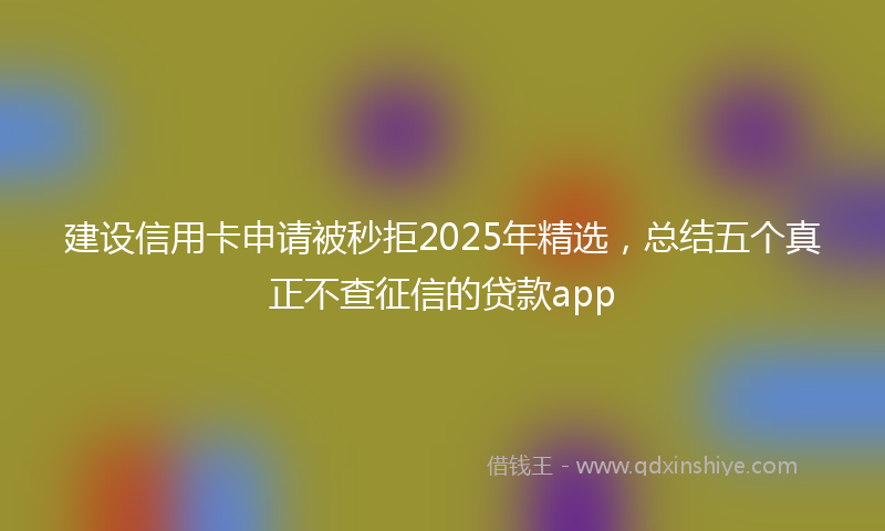 建设信用卡申请被秒拒2025年精选，总结五个真正不查征信的贷款app